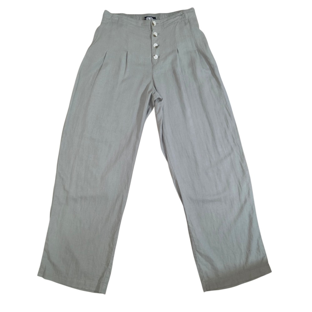 Rewash Olive Green Linen Blend Wide Leg Pants Women S High Rise Button Fly